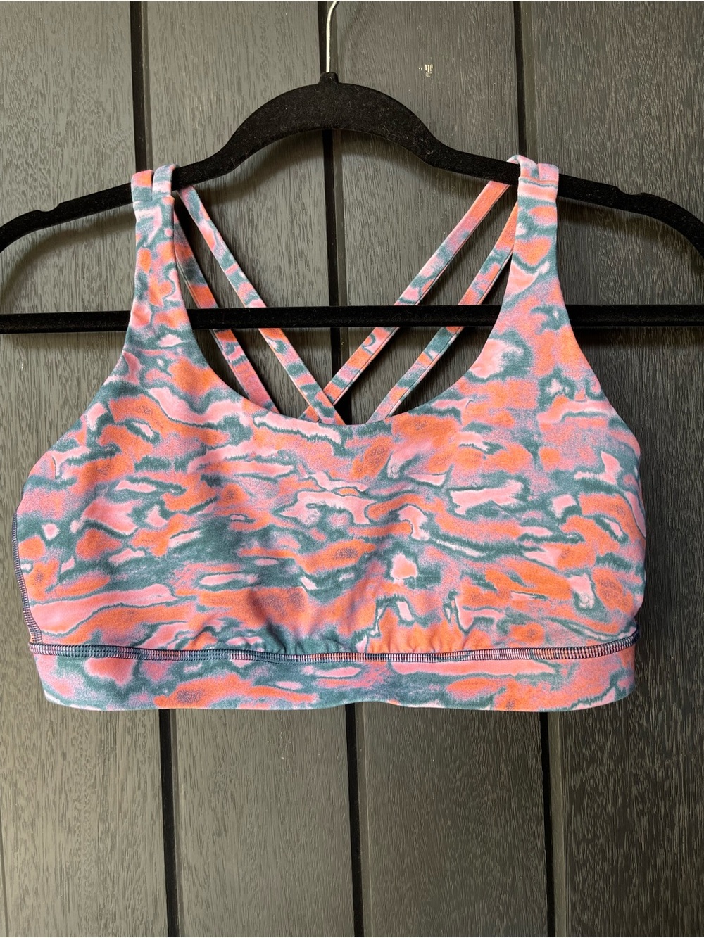 Lululemon Energy Bra Hyper Flow Pink Multi Strappy Sports Bra Size 10